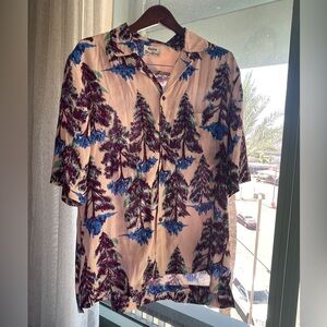 Acne Studios XL Men’s Rayon Pink Button Up Short Short Sleeve Shirt